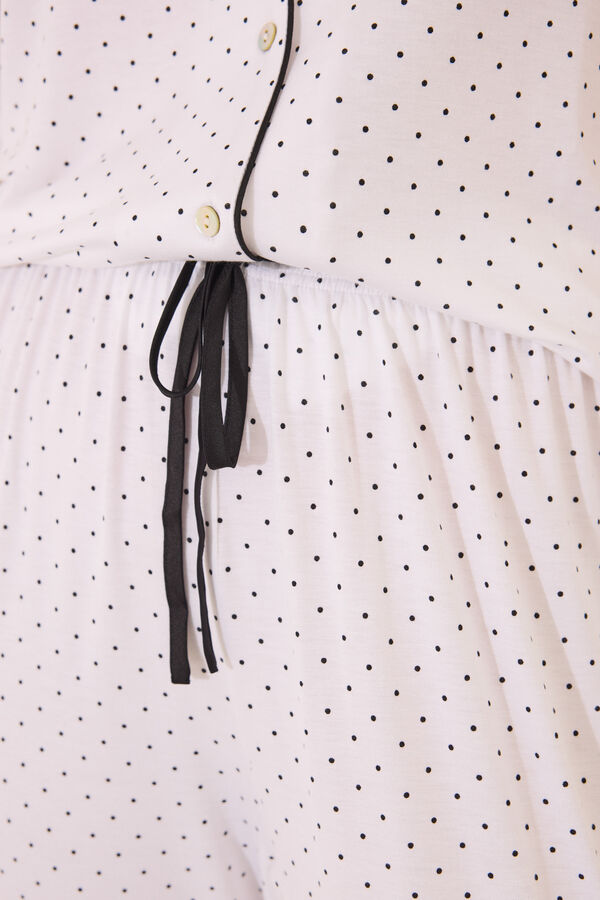 Womensecret Pijama camisera Capri de puntos blancos blanco