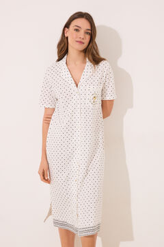 Womensecret Camisón de algodón con puntos de Snoopy marfil