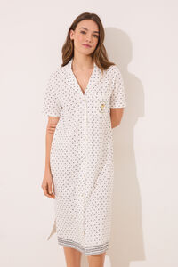 Womensecret Camisón de algodón con puntos de Snoopy marfil
