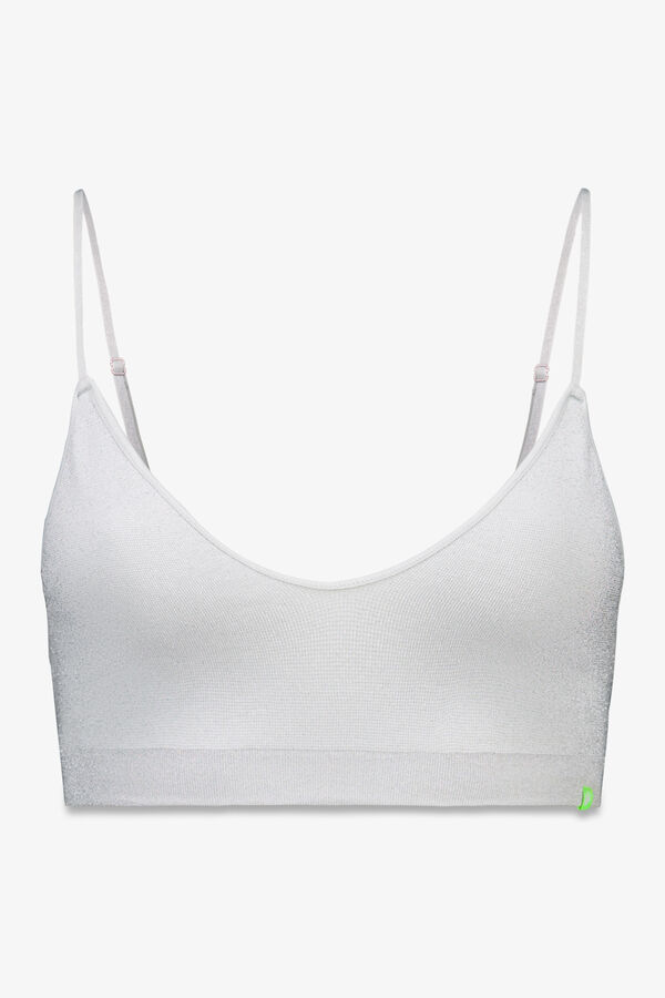 HI&BYE Brasier triangular plateado de lurex sin costuras gris