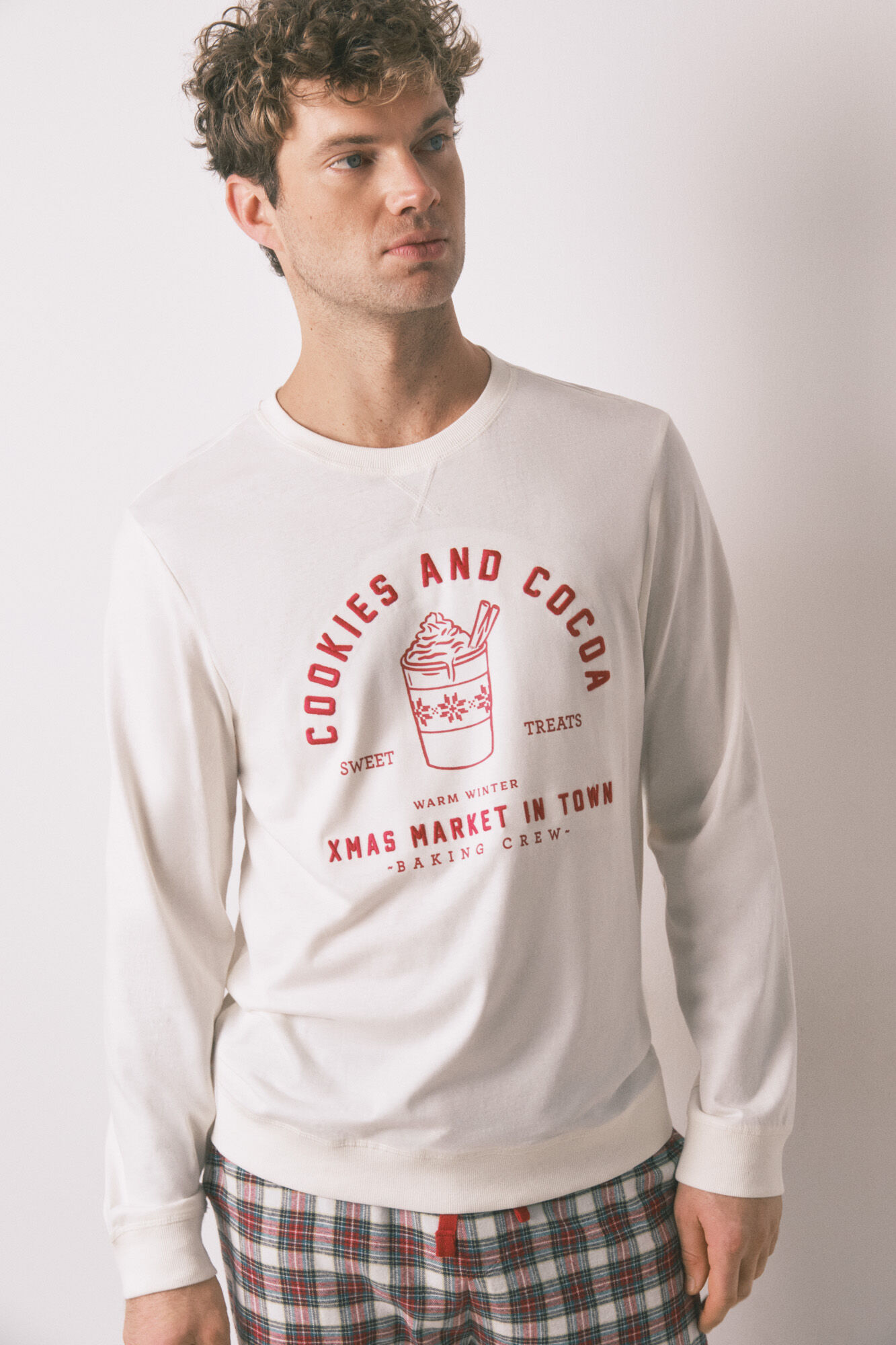 Women'secret Pijama de hombre largo 100% algod&oacute;n cuadros