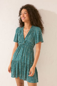 Womensecret Vestido corto estampado lazo cintura estampado