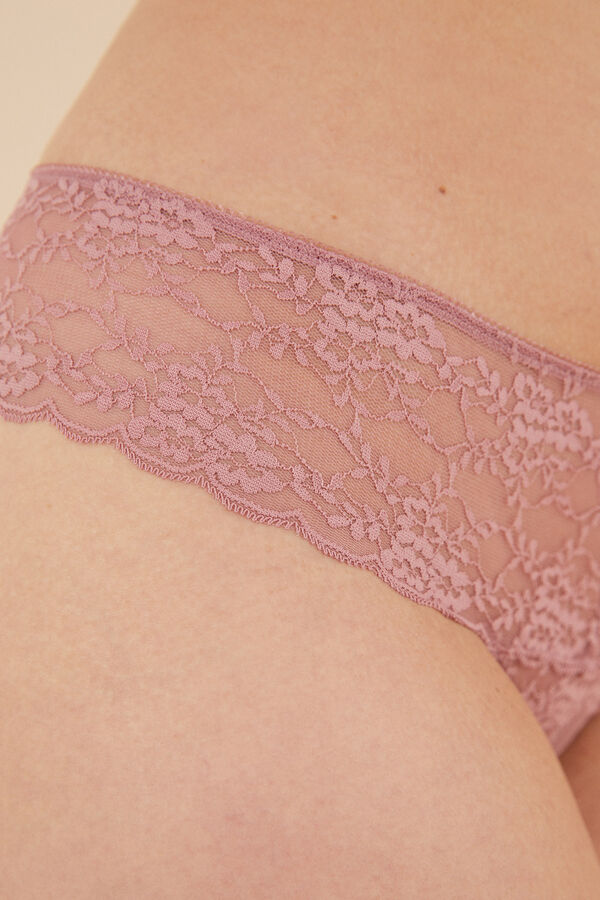 Womensecret Panty brasileño ancho encaje rosa rosa
