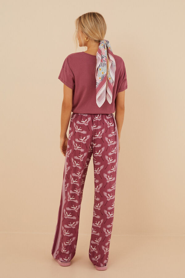Womensecret Pantalón largo estampado garzas Moniquilla rosa