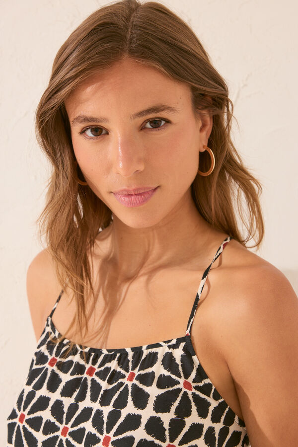 Womensecret Vestido de tirantes largos con estampado floral negro