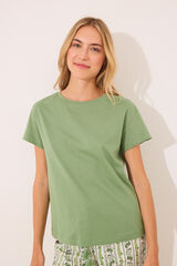Women'secret Pijama de manga corta de algodón con estampado verde verde