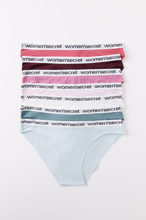 Womensecret Pack 7 panties clásicos algodón logo blanco