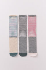 Womensecret Pack de 3 calcetines largos de rayas de lurex  estampado