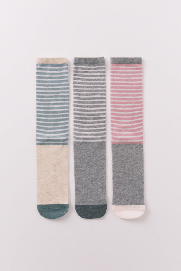 Womensecret Pack de 3 calcetines largos de rayas de lurex  estampado