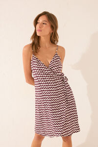 Womensecret Vestido midi con tirantes y estampado en zigzag púrpura