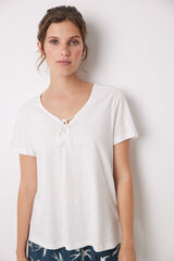 Womensecret Playera manga corta 100% algodón marfil marfil