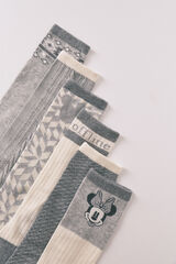 Women'secret Pack de 6 calcetines largos de algodón con Minnie y Mickey   gris
