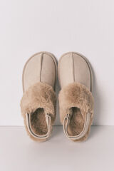 Women'secret Pantuflas para casa de piel de camello beige