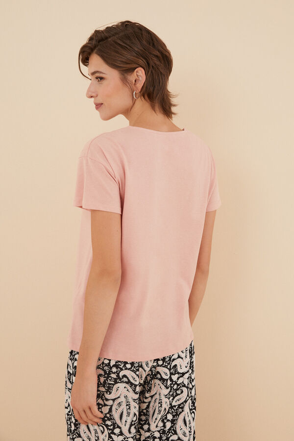 Womensecret Camiseta rosa 100% algodón rosa