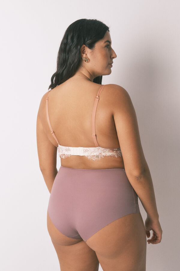 Women'secret Panty alta clásica de microfibra rosa rosa