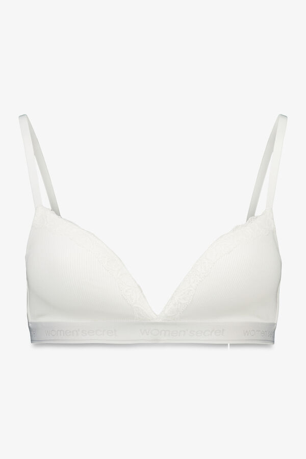 Women'secret Brasier triangular CHARMING de algodón blanco marfil