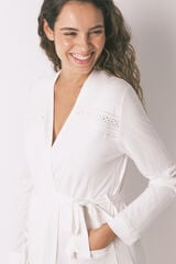 Womensecret Bata de premamá de algodón blanco marfil