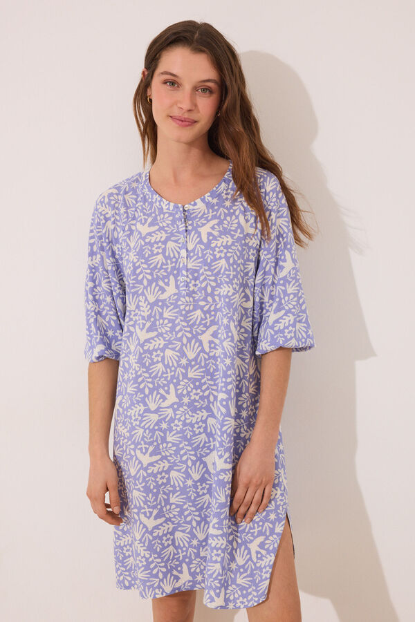 Womensecret Playera de dormir de viscosa con estampado lila estampado