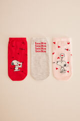 Womensecret Pack 3 calcetines cortos algodón Snoopy estampado