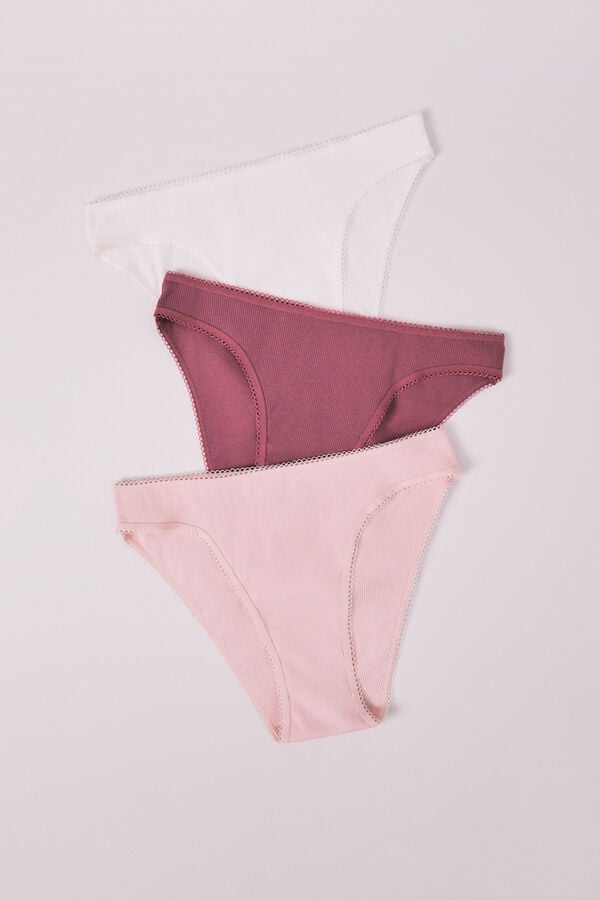 HI&BYE Pack 3 panties cl&aacute;sicas de algod&oacute;n rosa multicolor