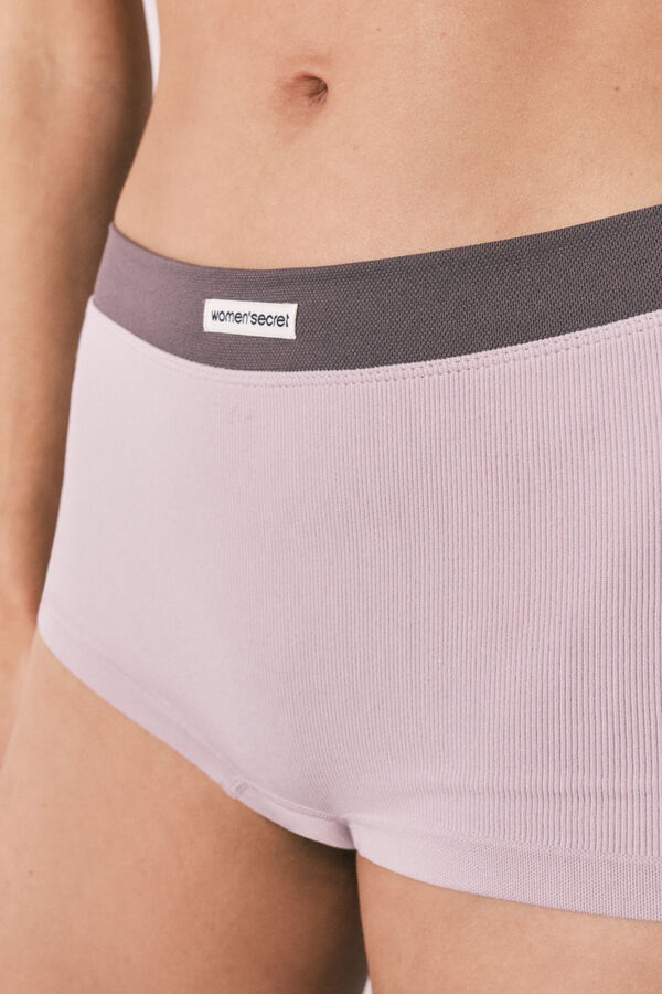 Women'secret Panty boxer sin costuras acanalado lila morado/lila