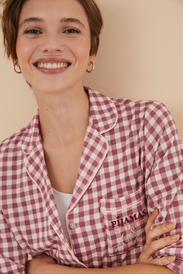 Womensecret Camisón camisero La Vecina Rubia cuadros rosa