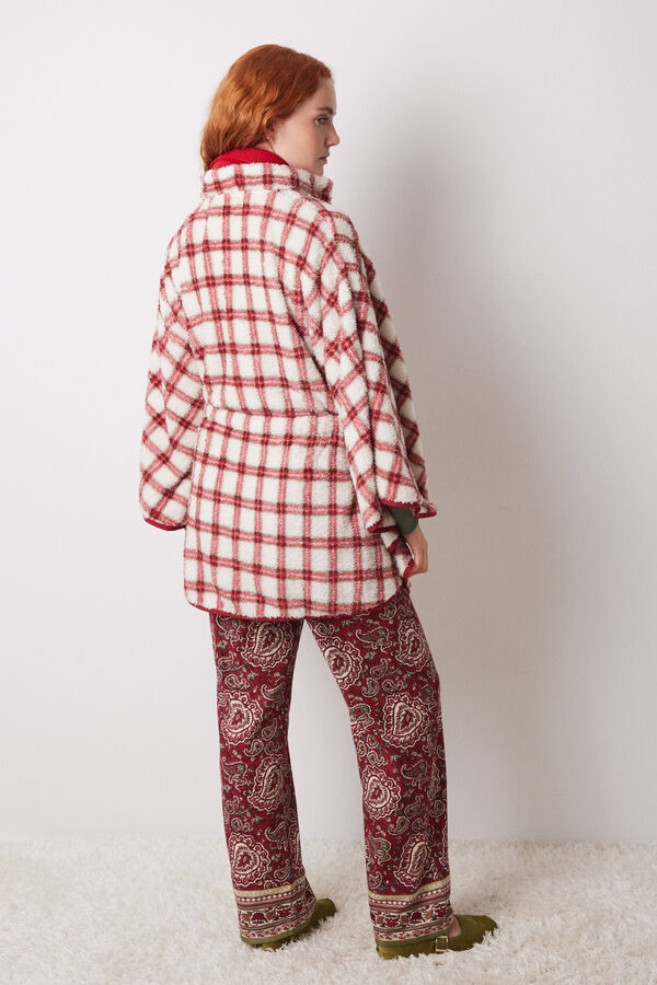 Womensecret Capa pelo suave estampado cuadros estampado