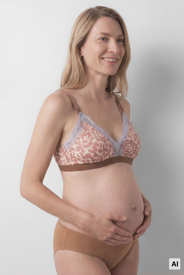 Women'secret Brasier triangular maternity estampado animal print NATURAL caf&eacute;