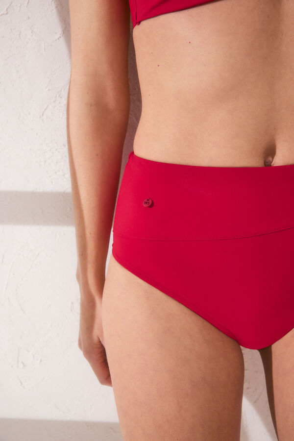 Womensecret Panty de bikini moldeador de cintura alta roja rojo