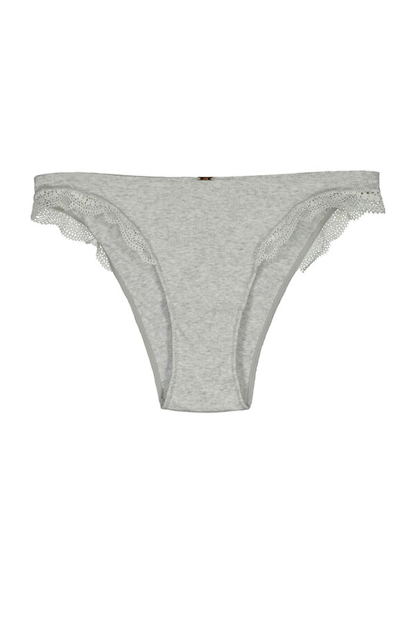 Womensecret Panty clásico algodón y encaje gris gris