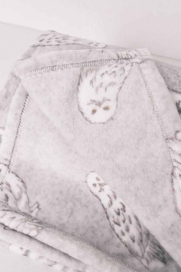 Women'secret Manta s&uacute;per suave estampado Hedwig gris gris