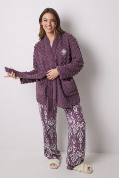 Womensecret Bata corta borreguito acolchado morado morado/lila