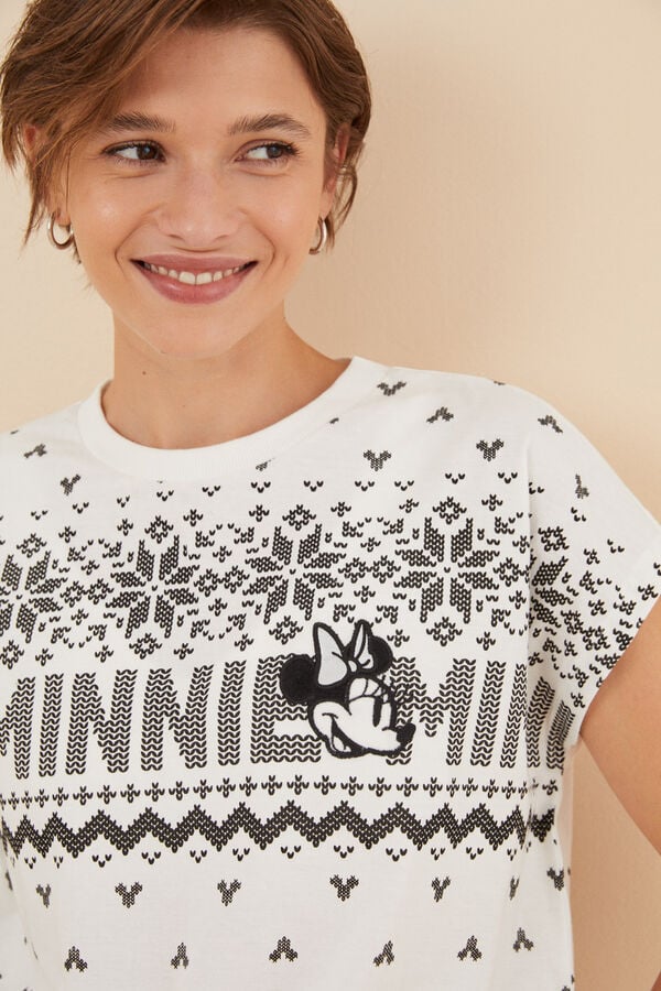 Womensecret Pijama 100% algodón Minnie Mouse manga corta blanco
