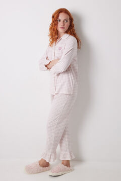 Womensecret Pijama camisera larga 100% algodón rosa cuadros rosa