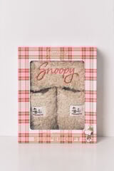 Women'secret Pack de regalo de pantuflas para casa de borrego de Snoopy y antifaz marfil