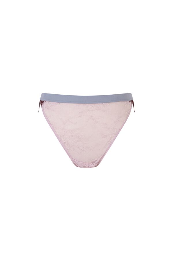 Women'secret Panty cl&aacute;sico de microfibra y encaje burgundy rosa
