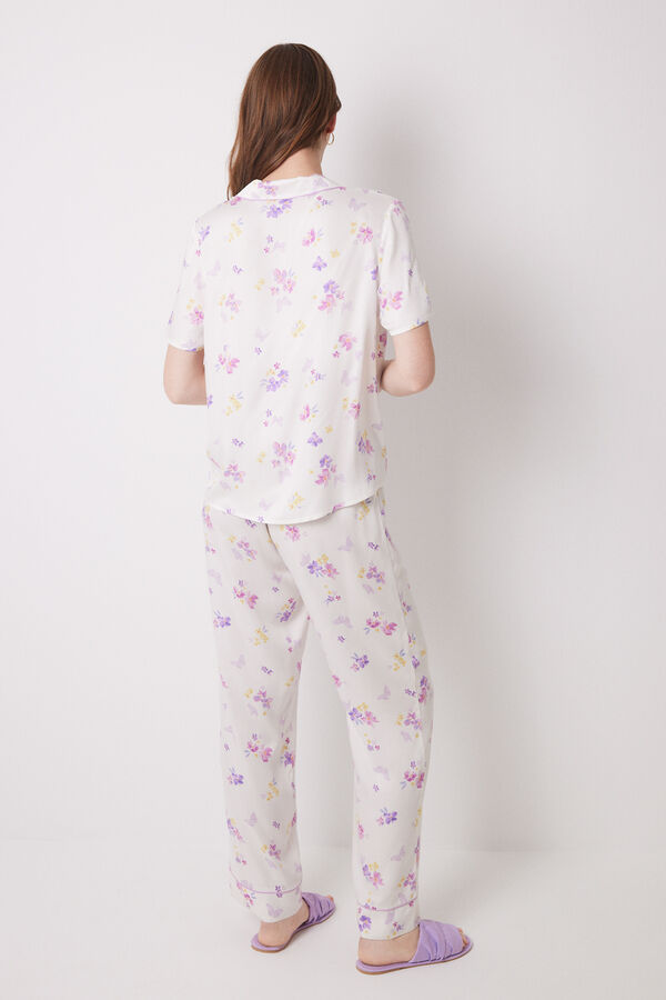 Womensecret Pijama camisera soft touch blanca mariposas marfil