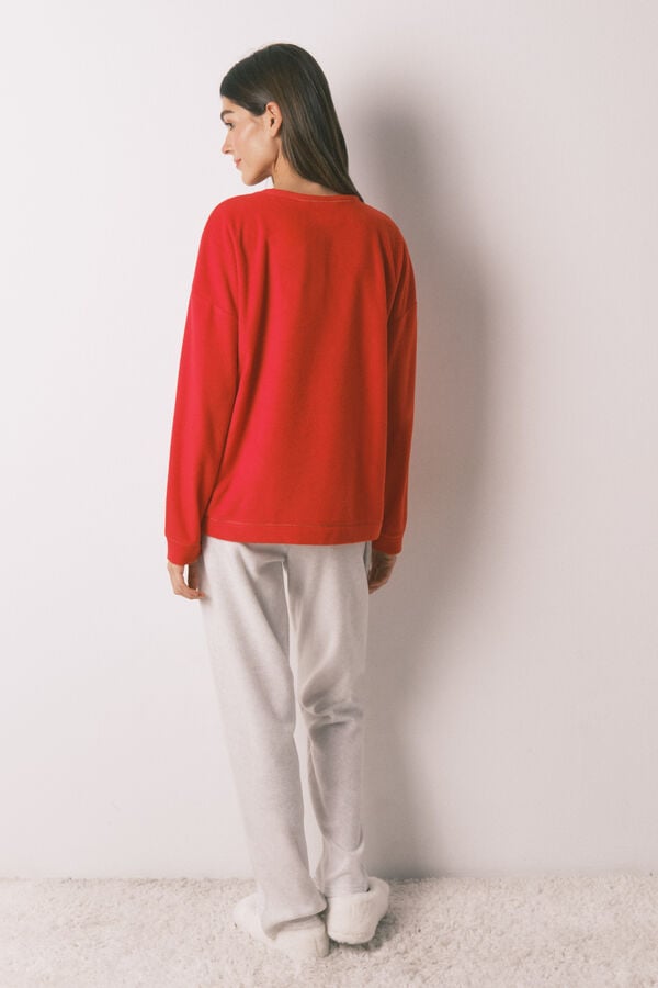 Women'secret Pijama larga polar suave estampado Harry Potter rojo