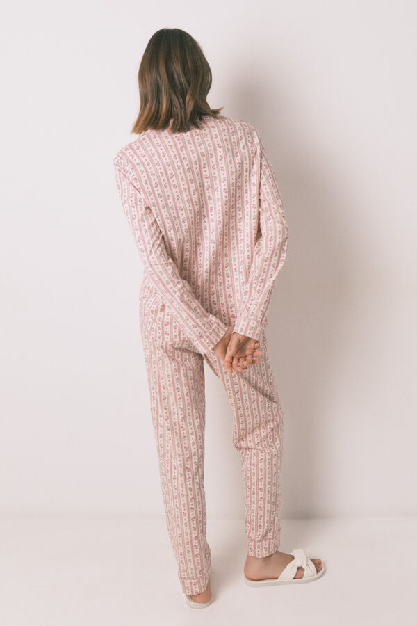 Womensecret Pijama camisera 100% algodón con flores rosas rosa