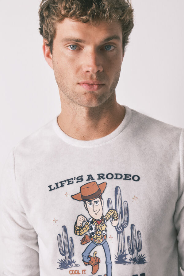 Women'secret Pijama larga de forro polar para hombre "Woody cowboy" gris