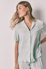 Women'secret Pijama camisera larga de manga corta con estampado bandana verde estampado