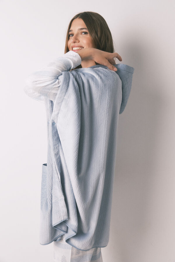 Women'secret Poncho short de forro polar azul en relieve azul