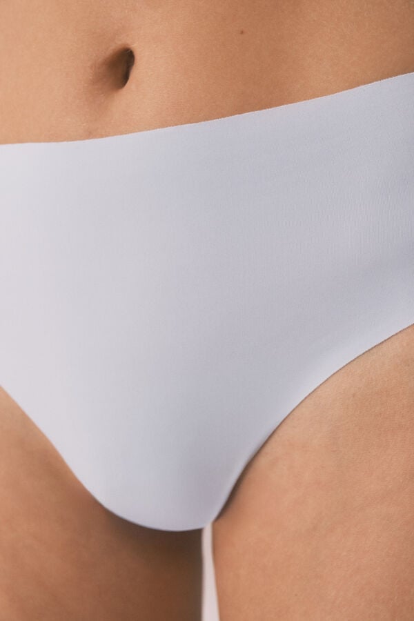 Women'secret Panty brasileña de tiro alto de microfibra azul azul