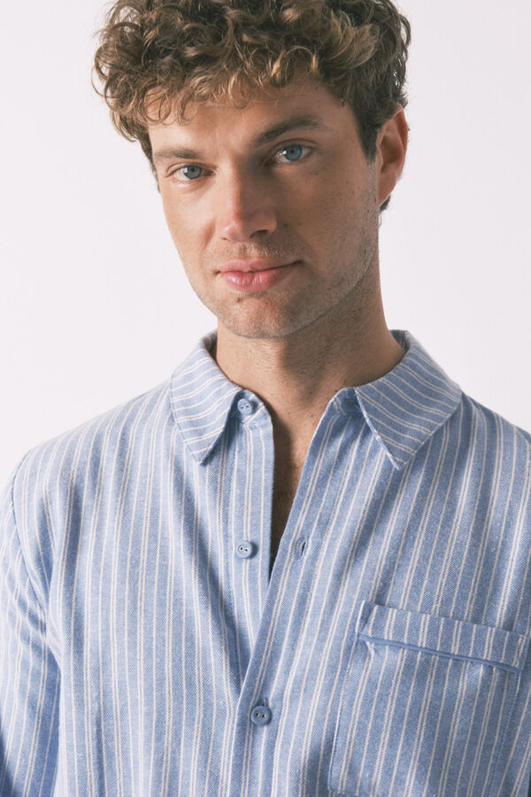 Women'secret Pijama camisera de rayas para hombre 100% algodón estampado