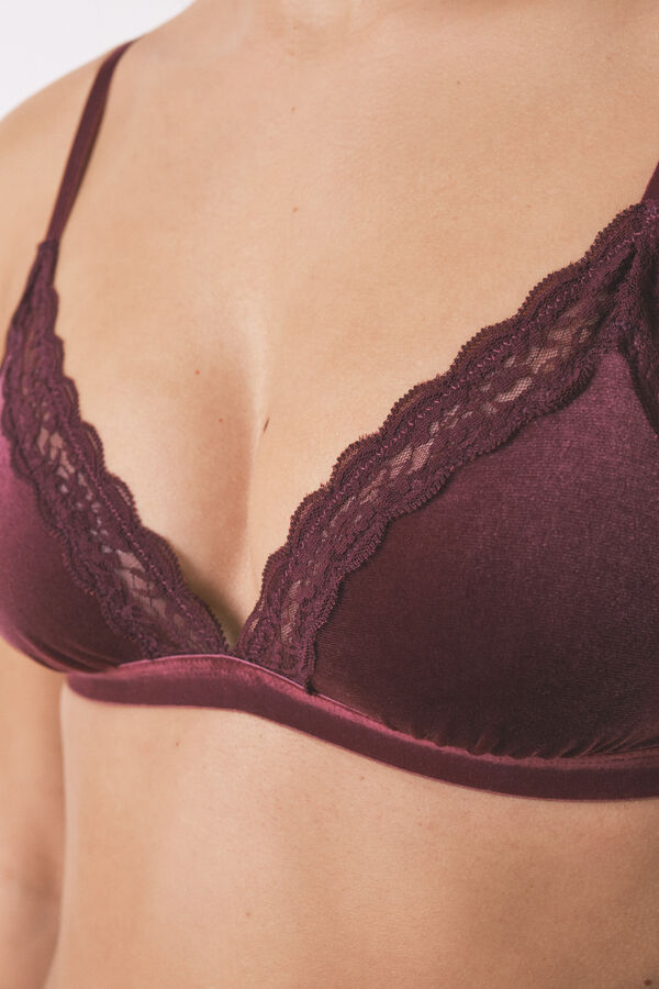 Women'secret Brasier triangular de terciopelo terciopelo NATURAL púrpura