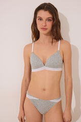 Womensecret Tanga de canalé con encaje gris gris