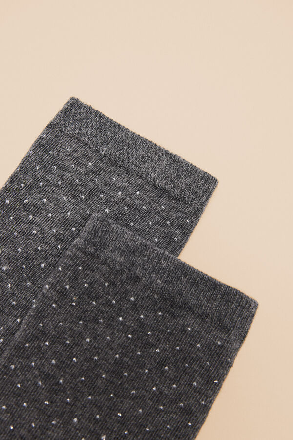 Womensecret Calcetines largos de algodón con puntos grises gris