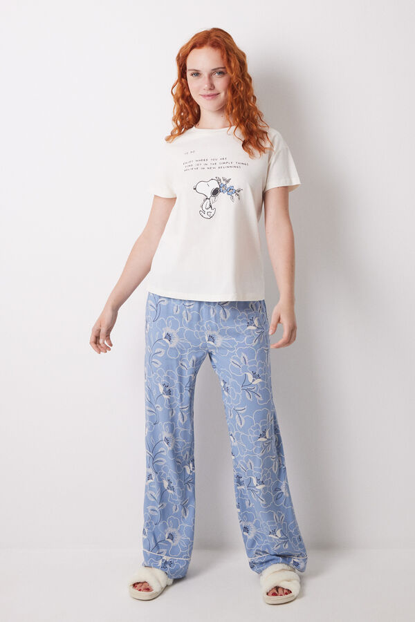 Womensecret Playera de manga corta de Snoopy 100 % algodón café
