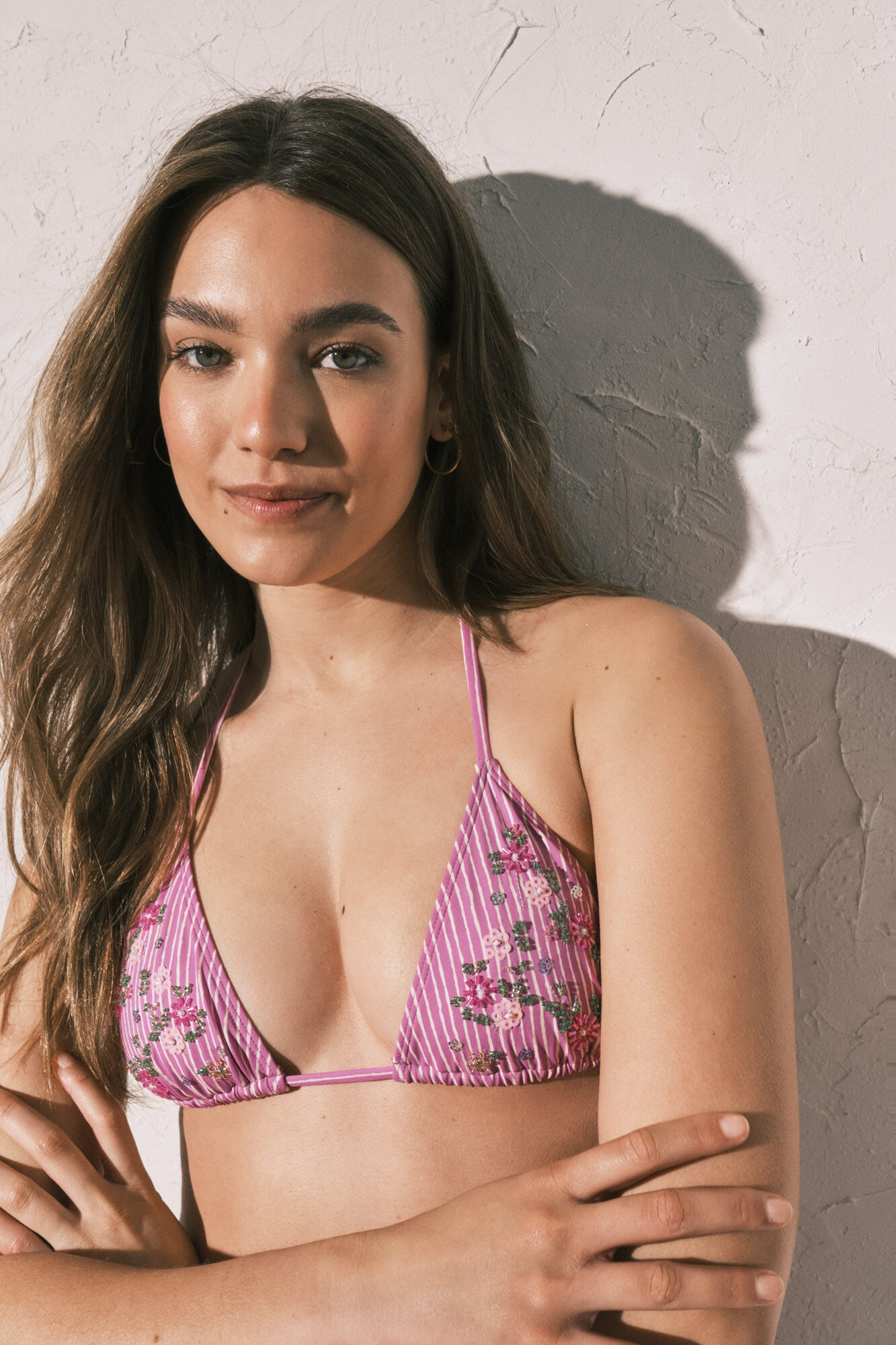 Women'secret Top bikini cortina estampado de rayas y flores