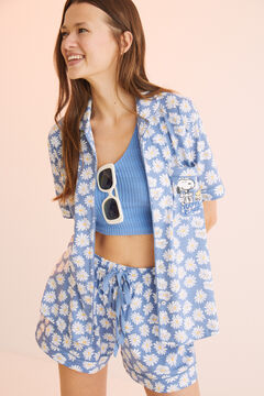Womensecret Pijama camisera corta 100% algodón Snoopy flores azul